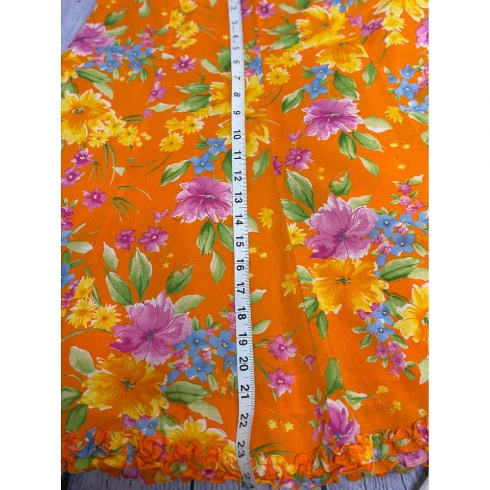 Jones New York Signature Orange Pink Floral Cottagecore Coastal Casual Skirt 10